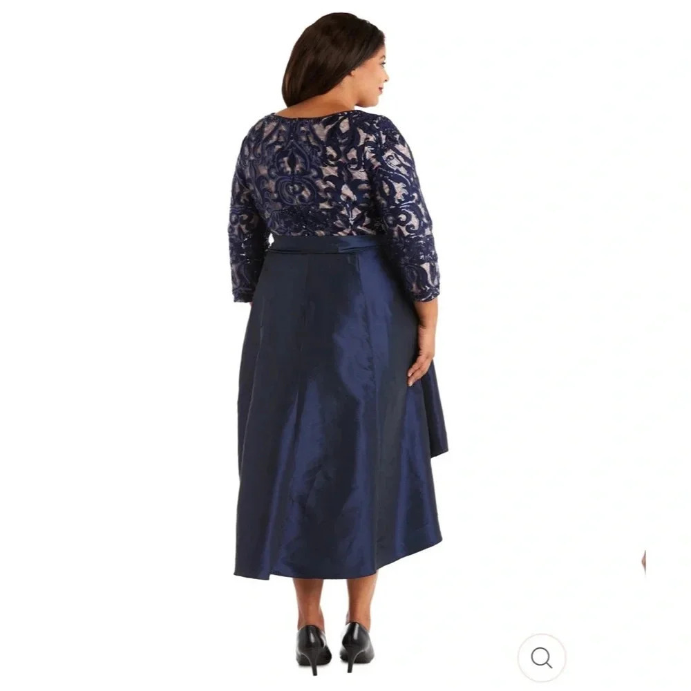 R&M Richards High-Low Dress with Lace & Sequin Top - Picture 3 of 5